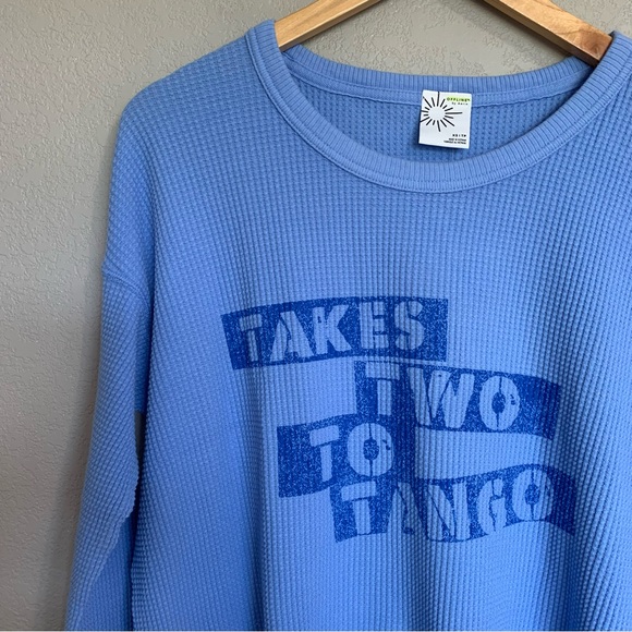 Aerie Offline XS Blue Oversized Takes Two To Tango Waffle Knit Top NWT - Picture 3 of 14